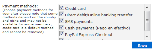The ability to choose on-site payment methods in admin