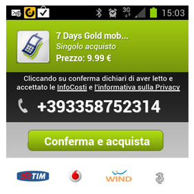 One click mobile payments are active for Italian sites