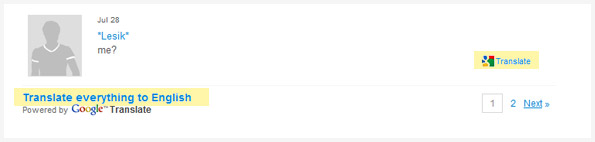 Google translator tool integrated into the dating sites