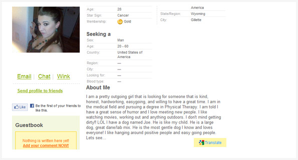 Google translator tool integrated into the dating sites