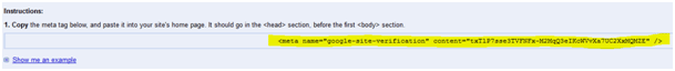 Google Verify Ownership Meta Tag