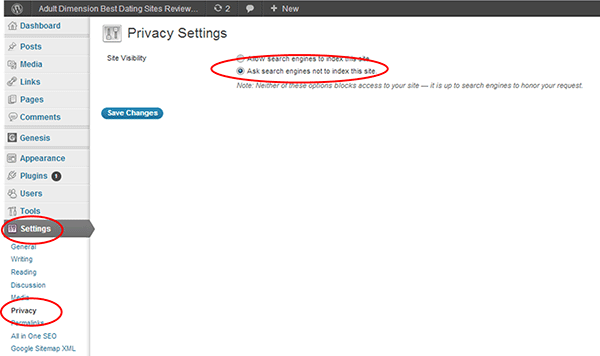WordPress Privacy Settings