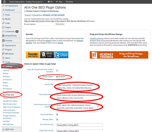 WordPress All in One SEO Plugin