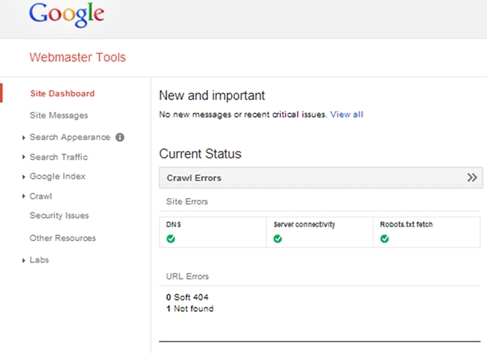 Google Webmaster Crawl Errors